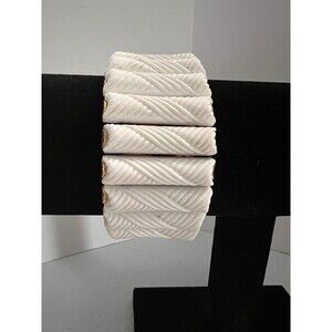 White Mid Century Stretch Expansion Bracelet Textured Acrylic MCM 1.125" Wide